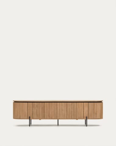 Licia TV-Möbel 4 Türen aus massivem Mangoholz und schwarz lackiertem Metall 200 x 55 cm