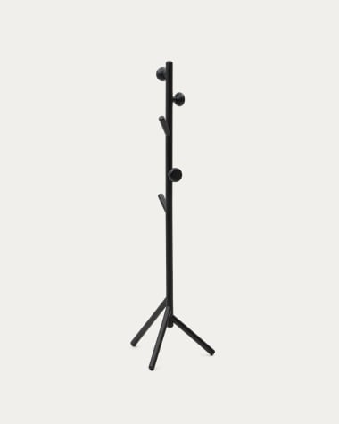 Nadue coat rack in solid beech wood with black finish 170 cm