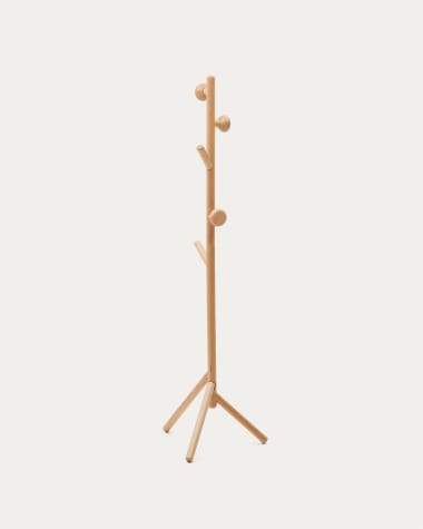 Nadue coat rack in solid beech wood with natural finish 170 cm
