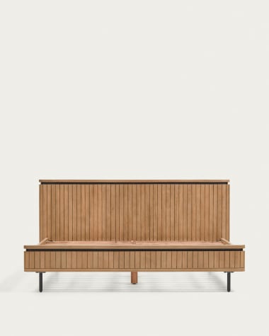 Lit Licia en bois de manguier et métal peint en noir pour matelas de 160 x 200 cm