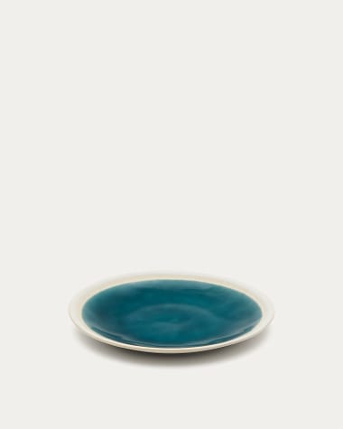 Piatto da dessert Sanet in ceramica blu e bianco