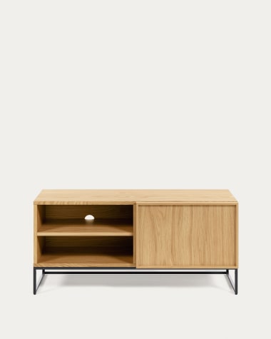 Taiana TV-Schrank 1 Türe Eichenfurnier und Stahlgestell mit schwarzem Finish 112 x 51 cm