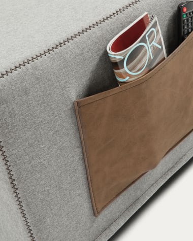 Kos pouffe bed in light grey, 70 x 60 (180) cm
