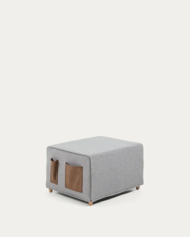 Kos pouffe bed in light grey, 70 x 60 (180) cm