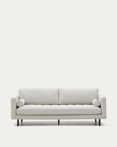 Sofa Debra 3-seater in pearl chenille and wengue finish legs 222 cm FSC Mix Credit