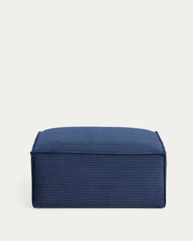 Blok pouffe in blue corduroy, 90 x 70 cm FSC Mix Credit FR