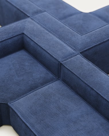 Blok 6 seater corner sofa in blue corduroy, 320 x 320 cm FR