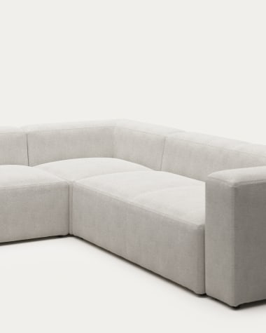 Blok 5 seater corner sofa in white fleece, 320 x 290 cm / 290 x 320 cm FR