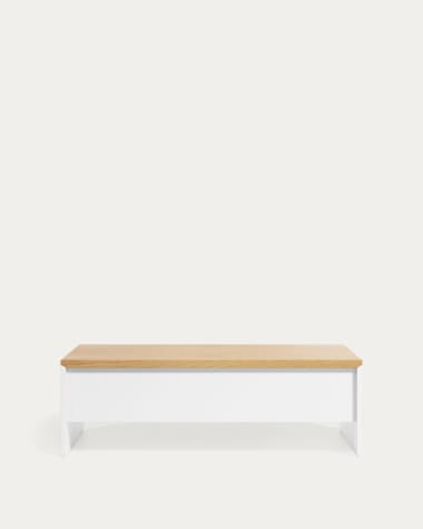 Mesa de centro elevable Abilen de chapa de roble y lacado blanco 110 x 60 cm FSC 100%