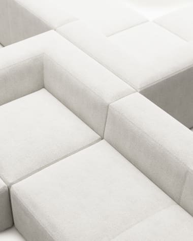 Blok 4 seater corner sofa in white fleece, 290 x 290 cm FR