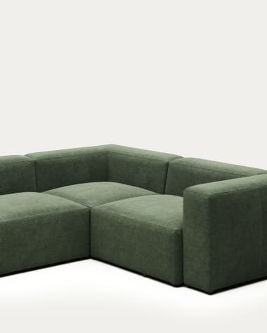 Blok 3 seater corner sofa in green, 290 x 230 cm / 230 cm 290 cm FR