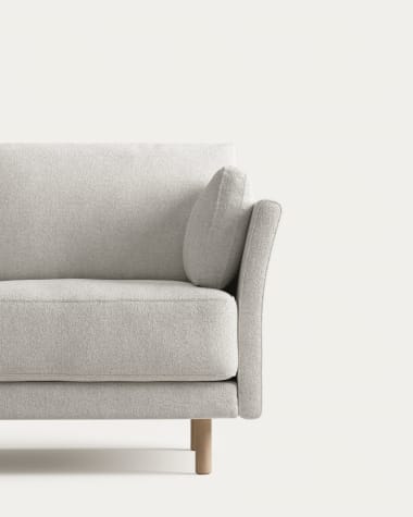 Gilma 2 seater sofa in white fleece with natural finish legs, 170 cm FR