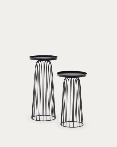 Zestaw Dilva 2 stolików pomocniczych metalowych z czarnym matowym wykończeniem Ø 36 cm