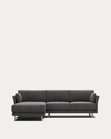 Gilma 3 seater sofa w/ left/right side chaise in grey and natural finish legs, 260 cm FR