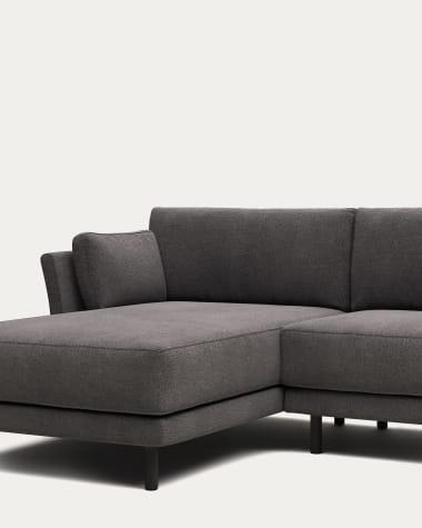 Gilma 3 seater sofa with left/right side chaise in grey and black finish legs, 260 cm FR
