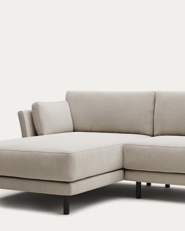 Gilma 3 seater sofa, left/right chaise longue in white with black legs, 260 cm FR