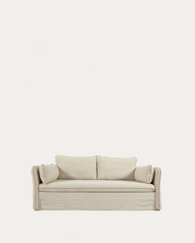 Tanit sofa bed in white with natural finish solid beech wood legs, 210 cm FSC Mix Credit