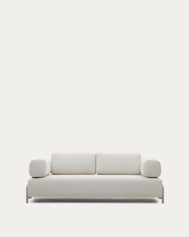 Compo beige chenille 3-seater sofa with beige metal structure 232 cm FSC Mix Credit