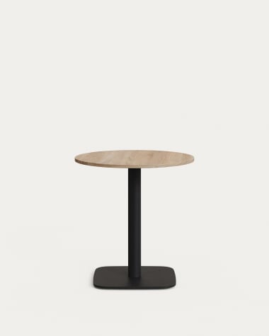 Mesa redonda Dina melamina acabado natural con pie de metal acabado pintado negro Ø68x70cm