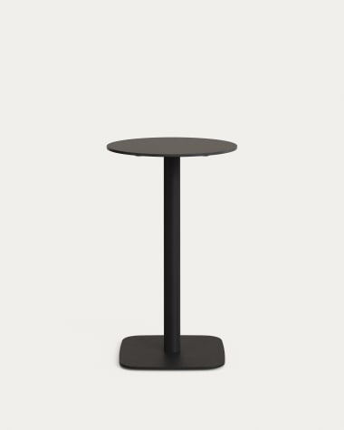 Tavolo rotondo alto per esterno Dina nero con gamba di metallo rifinita in nero Ø 60x96 cm