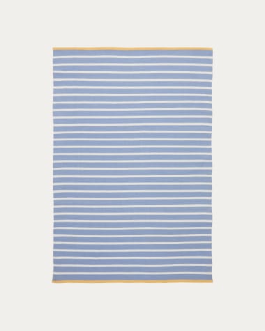 Mendia blue and white striped rug 100% PET 160 x 230 cm