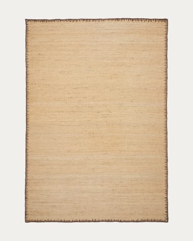 Tapis Sorina en jute naturel avec bordure marron 200 x 300 cm