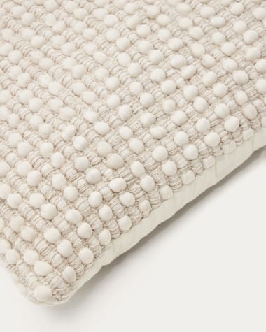 Mascarell cushion cover in white cotton and polyester, 30 x 50 cm