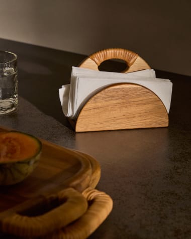 Sardis napkin holder made from FSC 100% acacia wood and rattan