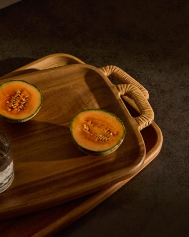 Sardis small serving board made from FSC 100% acacia wood and rattan