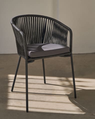 Yanet black rope chair with galvanised steel legs