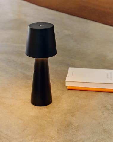 Arenys small outdoor metal table lamp in a black painted finish