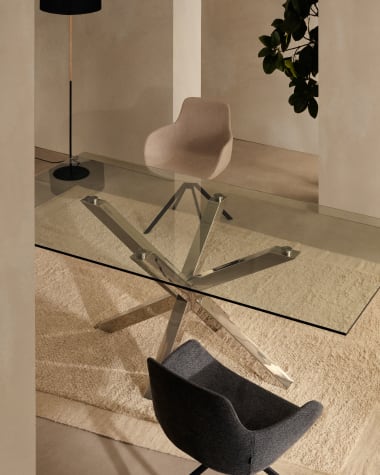 Argo glass table with stainless steel legs 200 x 100 cm