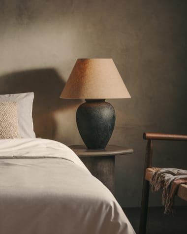 Mercadal ceramic table lamp in a black finish Australia adaptor