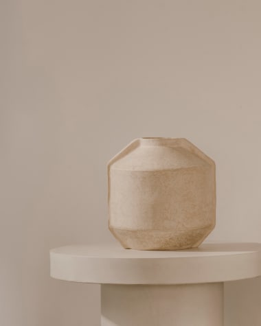 Meja beige papier-mâché vase 47 cm