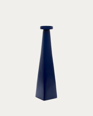 Yuba large blue aluminium candlestick