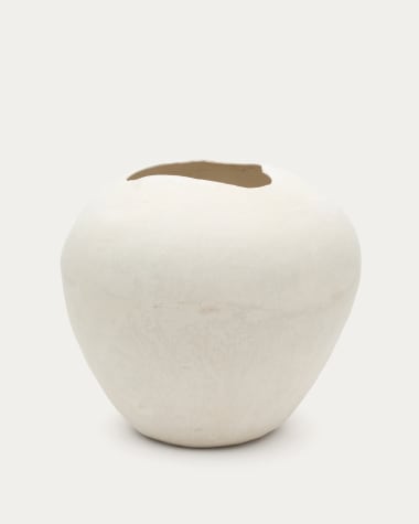 Mimum, white papier mâché vase, 49 cm