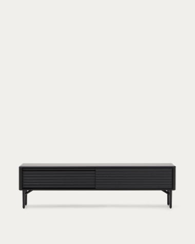 TV-Möbel Lenon 2 Türen Massivholz und Eichenfurnier schwarz 200x57 cm FSC Mix Kredit
