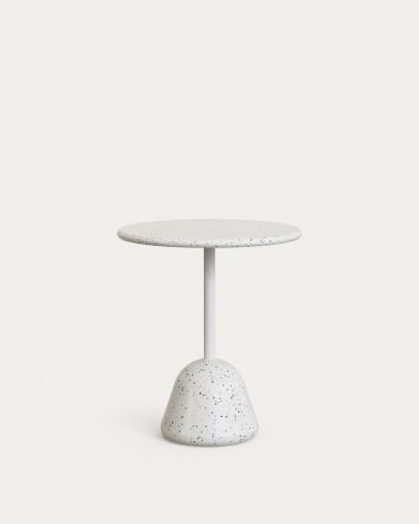 Tavolo Saura in terrazzo bianco con piano in terrazzo bianco 75 x Ø70