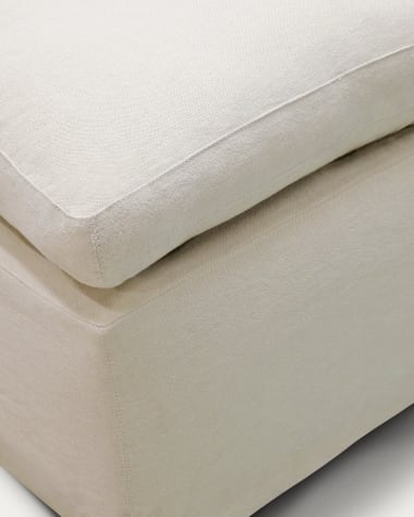 Zenira Fusshockerbezug aus Baumwolle und Leinen beige 90 x 90 cm