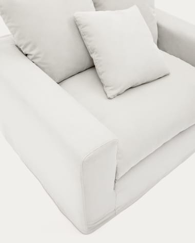 Nora armchair cover in ecru linen and cotton 140 cm
