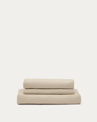Nora armchair cover in beige linen and cotton 140 cm