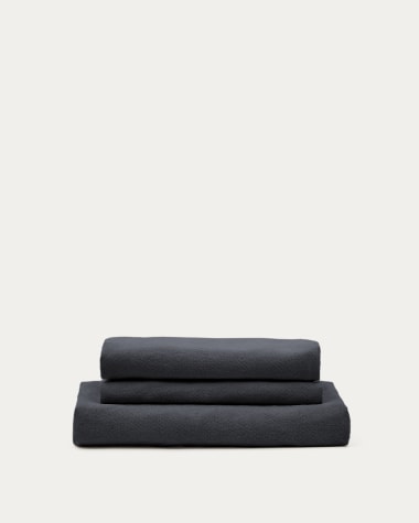 Bezug für Nora Sofa 3 Sitzer aus Leinen und Baumwolle anthrazitgrau