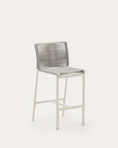 Taboret ogrodowy Culip z białego aluminium i liny, 65 cm