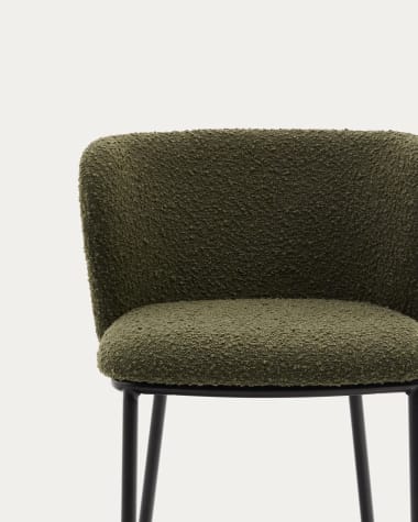 Sgabello Ciselia in shearling verde e acciaio nero altezza 65 cm FSC Mix Credit