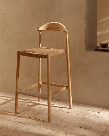 Nina stool in solid acacia wood, height 76 cm