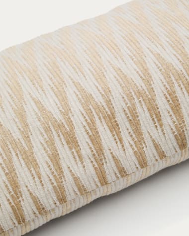 Sigato beige and ecru viscose and cotton, 50 x 30 cm