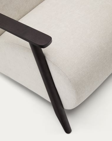 Meghan armchair in pearl chenille and with solid beech wood in a wenge finish FSC Mix Credit