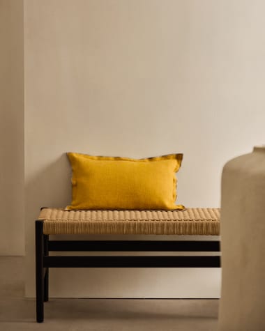 Sagi beige and mustard linen cushion Cover 30 x 50 cm