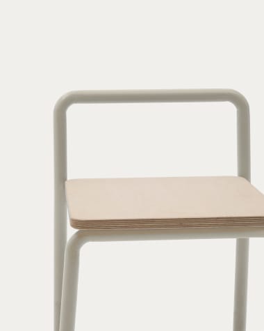 Tinn ash veneer chair with a beige metal structure