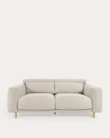 Canapé Singa 3 places avec appui-tête inclinable et siège extensible blanc 215 cm